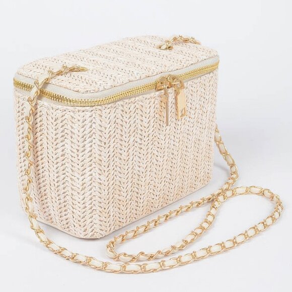Faux Straw Cosmetic Case Bag - Picture 2 of 6